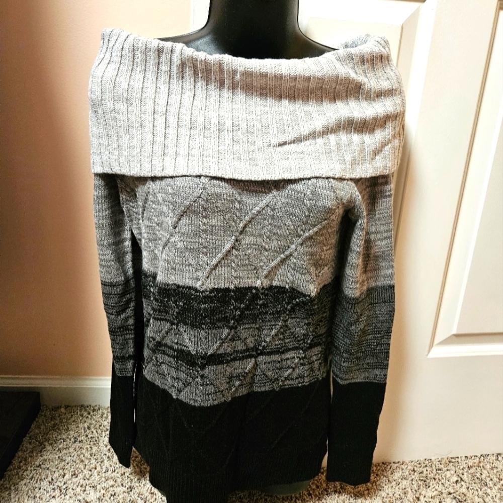 New York and Company Boat Neck Cable Knit Sweater